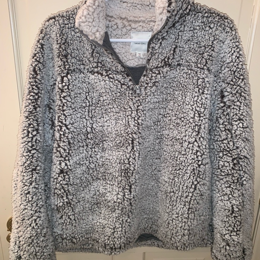 Oversized Sherpa quarter-zip